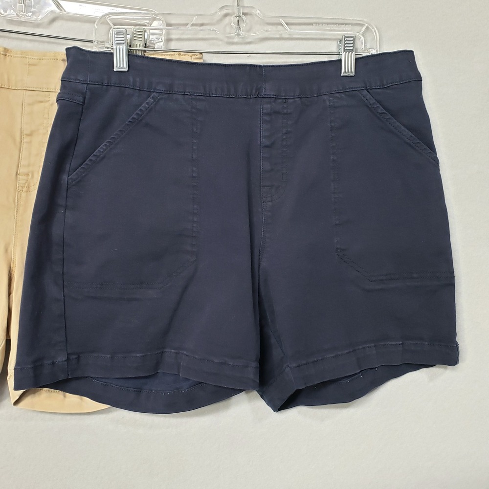 Nautica Jeans Women's High Rise Pull On Utility Shorts Set of 2 Khaki Navy Blue - Picture 10 of 16